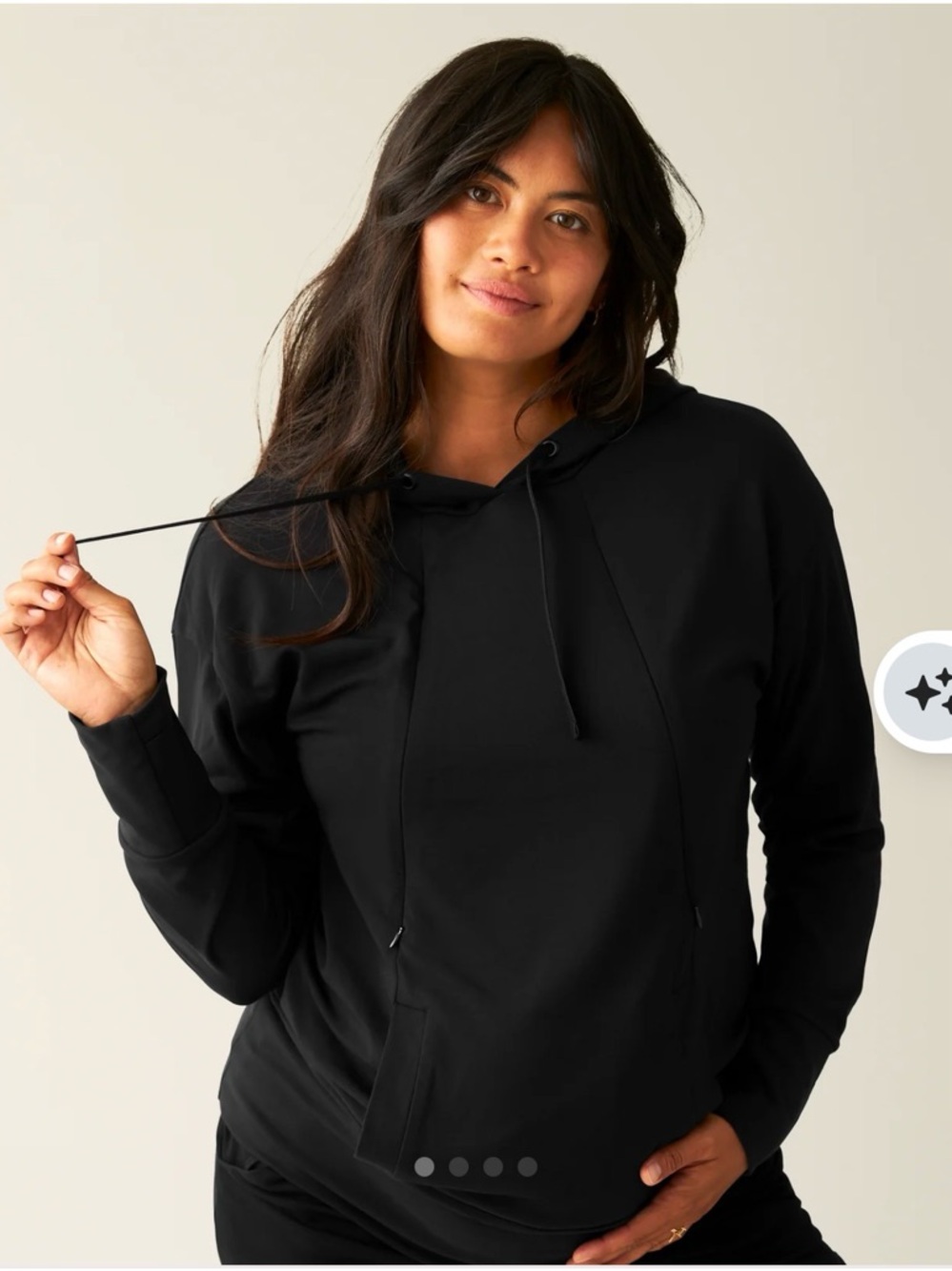 Kindred Bravely Black Brushed Bamboo Maternity & Nursing Pullover Hoodie - M